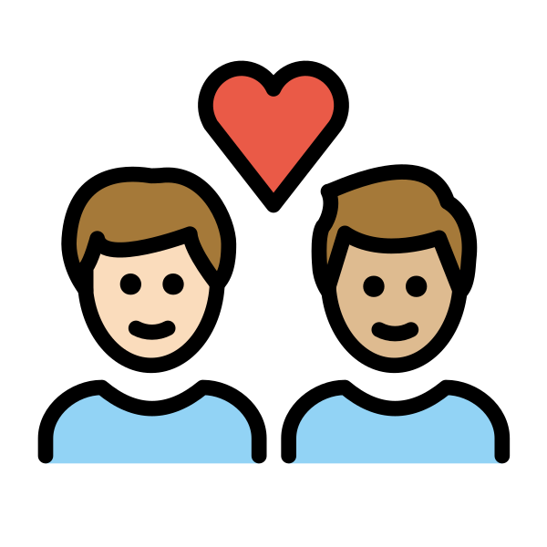 1F468 1F3FB 200D 2764 FE0F 200D 1F468 1F3FC Vector