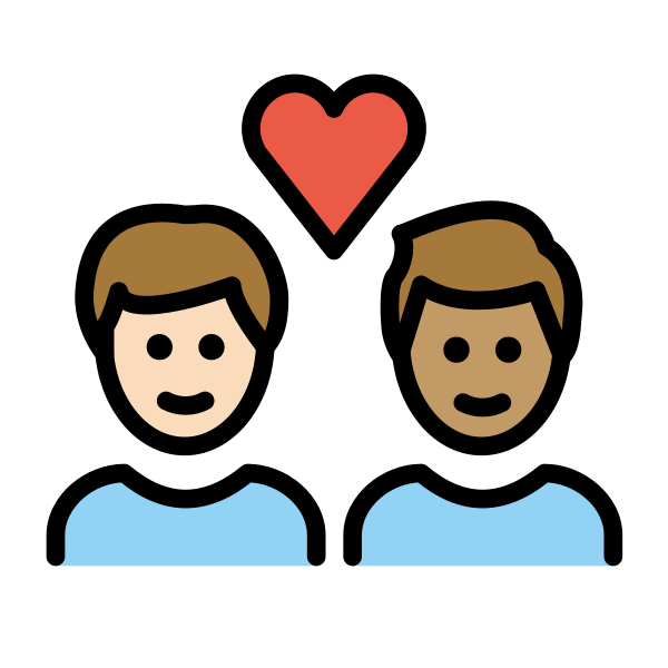 1F468 1F3FB 200D 2764 FE0F 200D 1F468 1F3FD Vector