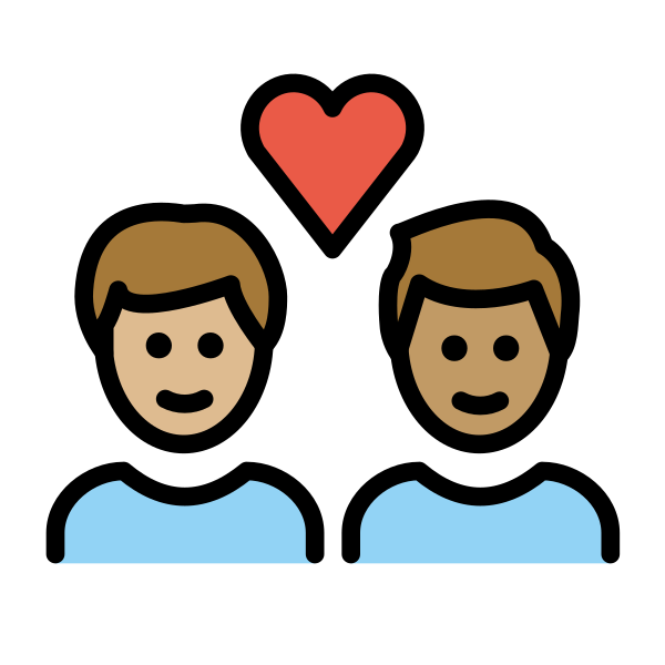 1F468 1F3FC 200D 2764 FE0F 200D 1F468 1F3FD Vector
