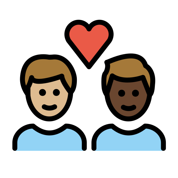 1F468 1F3FC 200D 2764 FE0F 200D 1F468 1F3FF Vector