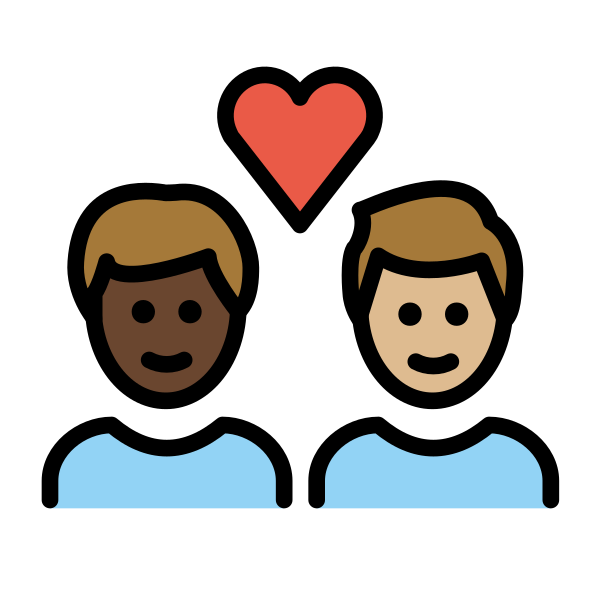 1F468 1F3FF 200D 2764 FE0F 200D 1F468 1F3FC Vector