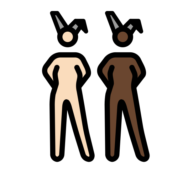 1F469 1F3FB 200D 1F430 200D 1F469 1F3FF Vector