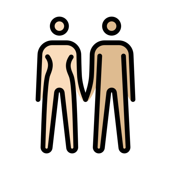 1F469 1F3FB 200D 1F91D 200D 1F468 1F3FC Vector