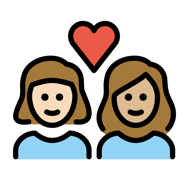 1F469 1F3FB 200D 2764 FE0F 200D 1F469 1F3FC Vector