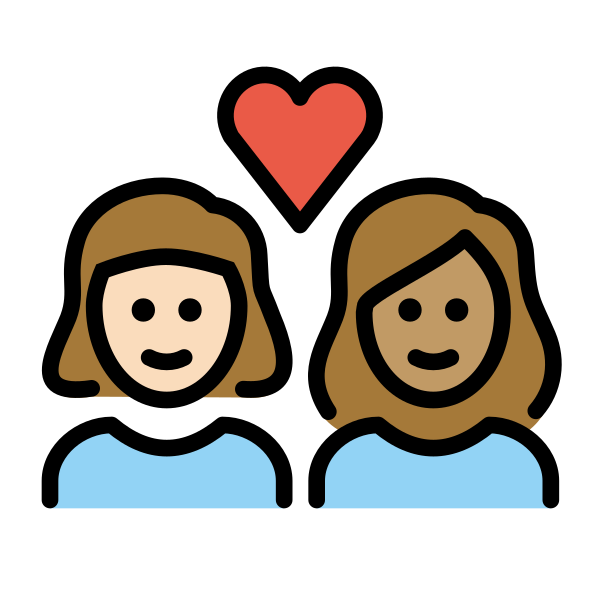 1F469 1F3FB 200D 2764 FE0F 200D 1F469 1F3FD Vector