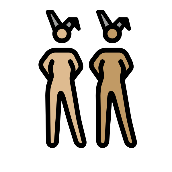 1F469 1F3FC 200D 1F430 200D 1F469 1F3FD Vector