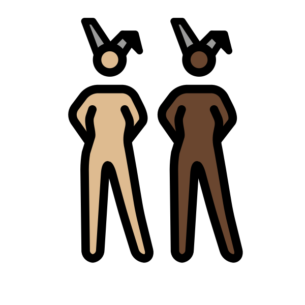 1F469 1F3FC 200D 1F430 200D 1F469 1F3FF Vector