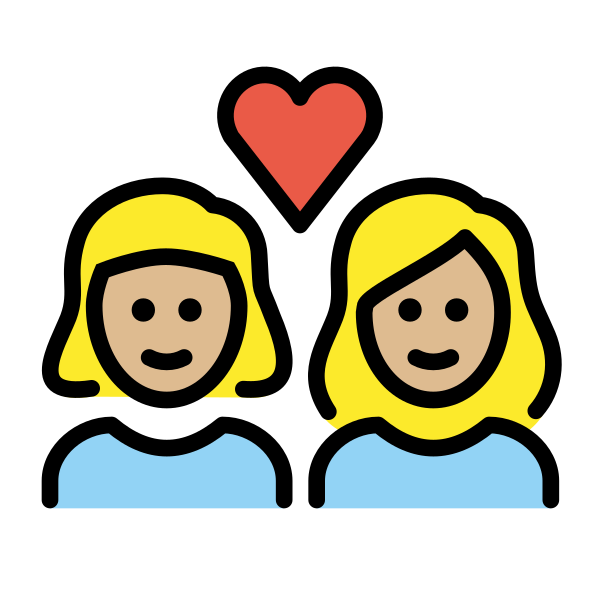 1F469 1F3FC 200D 2764 FE0F 200D 1F469 1F3FC Vector