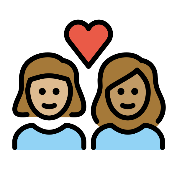 1F469 1F3FC 200D 2764 FE0F 200D 1F469 1F3FD Vector