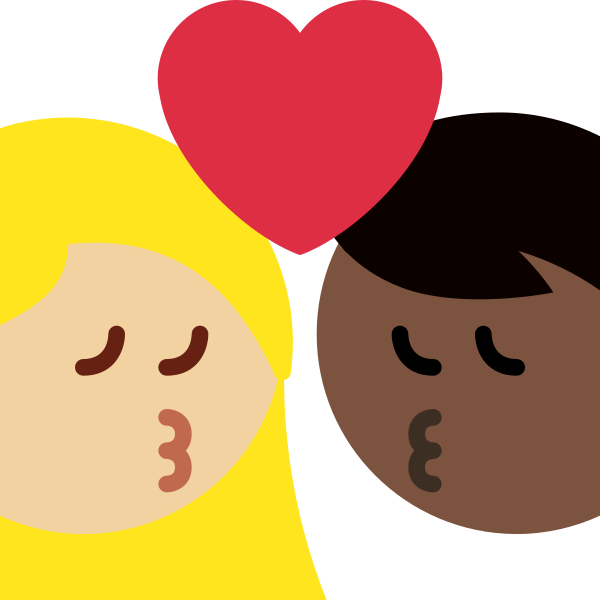 1f469 1f3fc 200d 2764 Fe0f 200d 1f48b 200d 1f468 1f3ff Vector