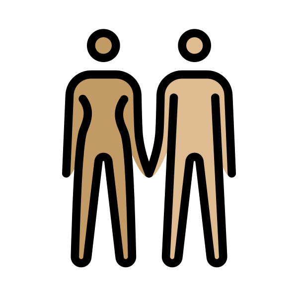 1F469 1F3FD 200D 1F91D 200D 1F468 1F3FC Vector