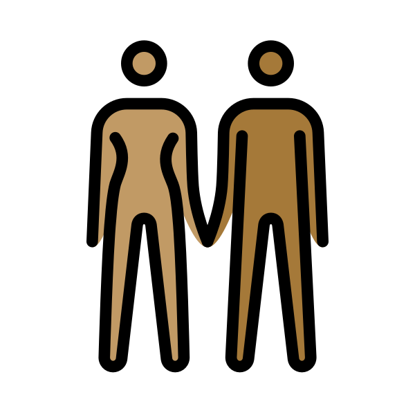 1F469 1F3FD 200D 1F91D 200D 1F468 1F3FE Vector