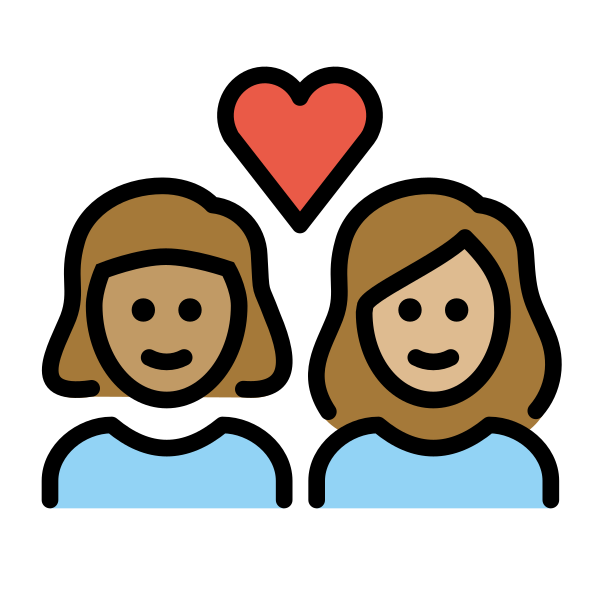 1F469 1F3FD 200D 2764 FE0F 200D 1F469 1F3FC Vector