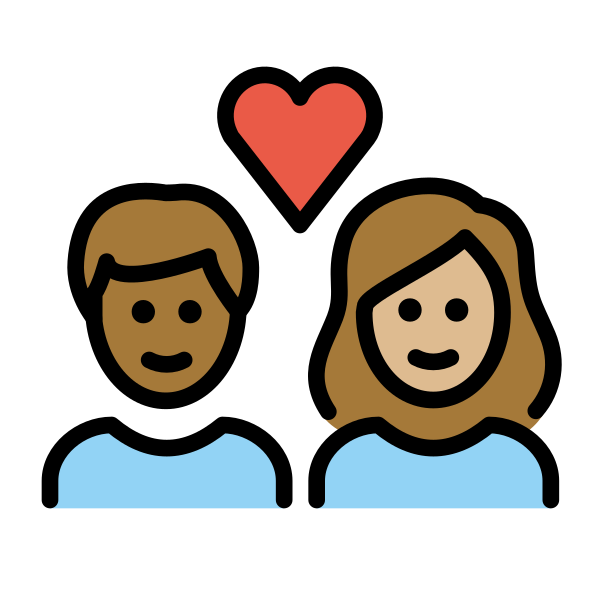 1F469 1F3FE 200D 2764 FE0F 200D 1F468 1F3FC Vector