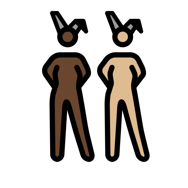 1F469 1F3FF 200D 1F430 200D 1F469 1F3FC Vector