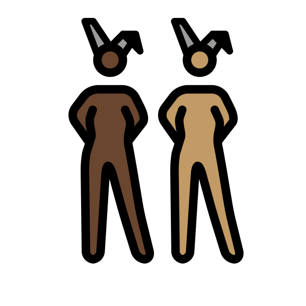 1F469 1F3FF 200D 1F430 200D 1F469 1F3FD Vector