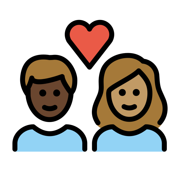 1F469 1F3FF 200D 2764 FE0F 200D 1F468 1F3FD Vector