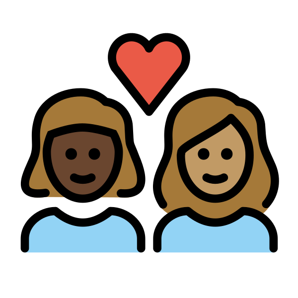 1F469 1F3FF 200D 2764 FE0F 200D 1F469 1F3FD Vector
