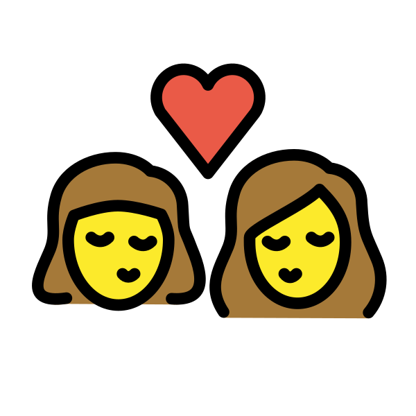 1F469 200D 2764 FE0F 200D 1F48B 200D 1F469 Vector