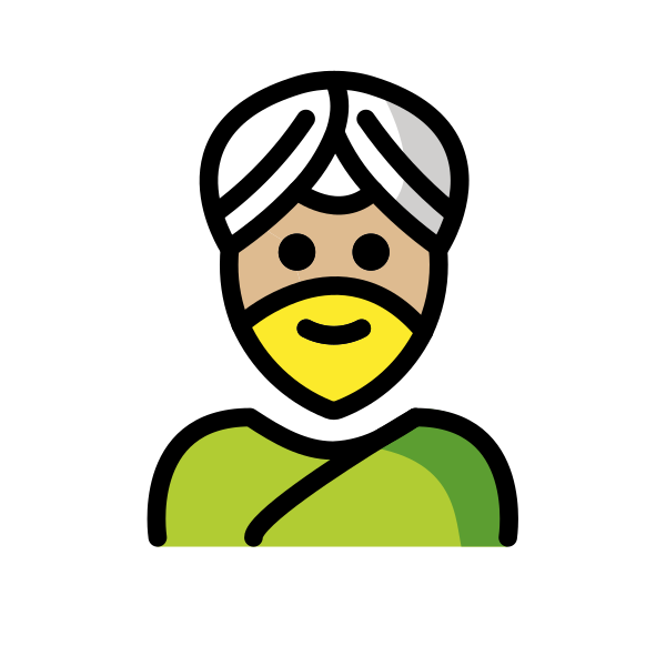 1F473 1F3FC 200D 2642 FE0F Vector