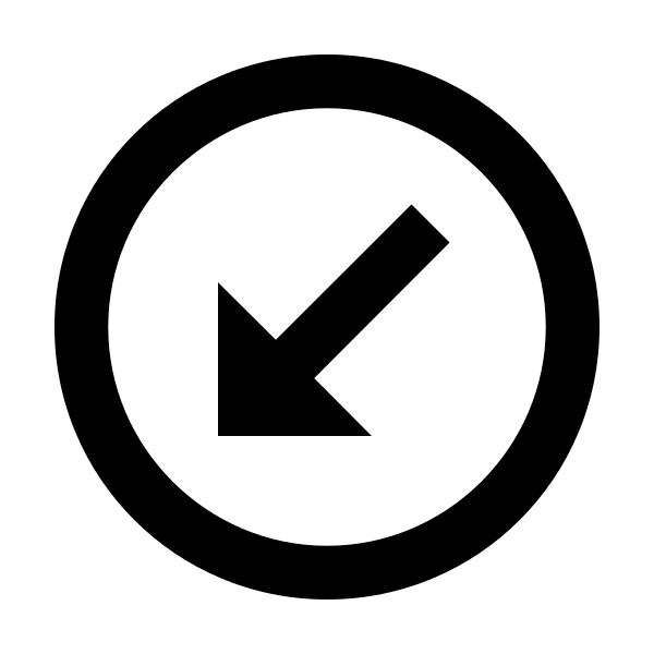Arrow Bottom Left Thin Circle Outline