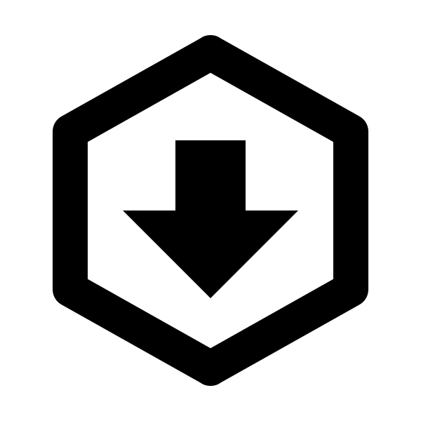 Arrow Down Bold Hexagon Outline