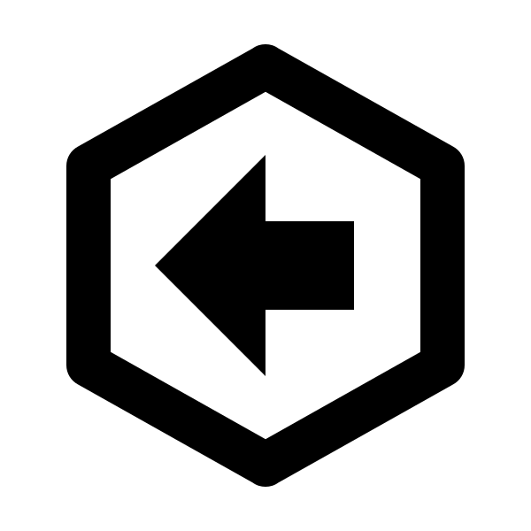 Arrow Left Bold Hexagon Outline