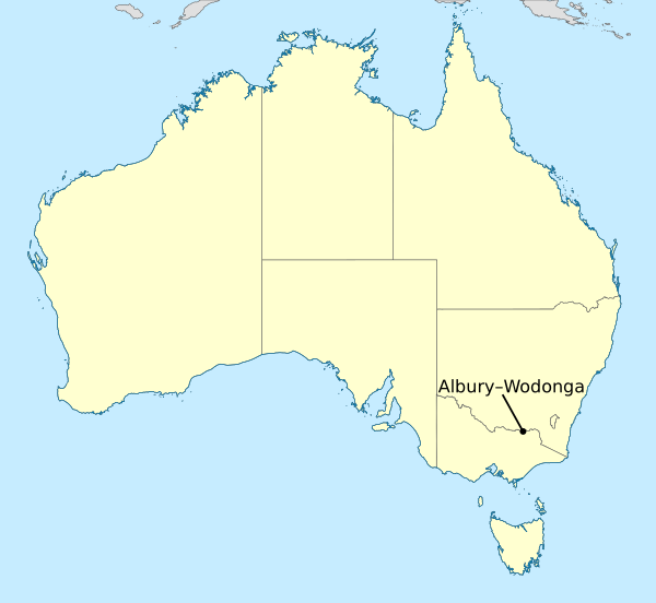 Australia Location Map With Albury–Wodonga Labelled