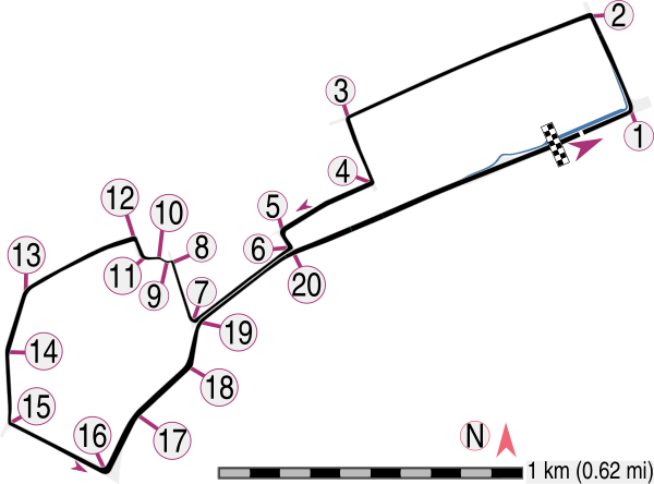 Baku Formula One circuit map Vector