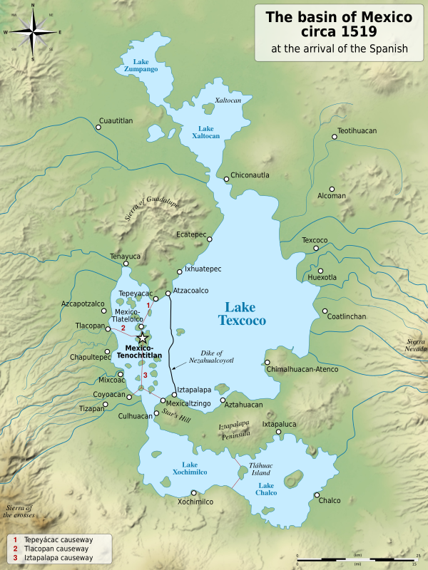 Basin Of Mexico 1519 Map En