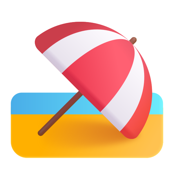 Beach With Umbrella Color Vector