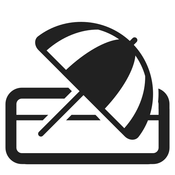 Beach With Umbrella High Contrast Vector