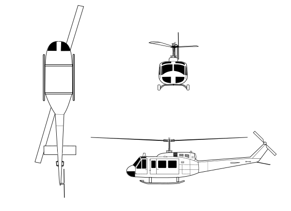Bell UH 1 Iroquois Drawing