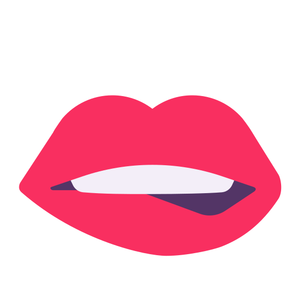 Biting Lip Flat Vector