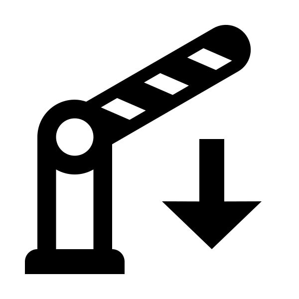 Boom Gate Arrow Down Outline