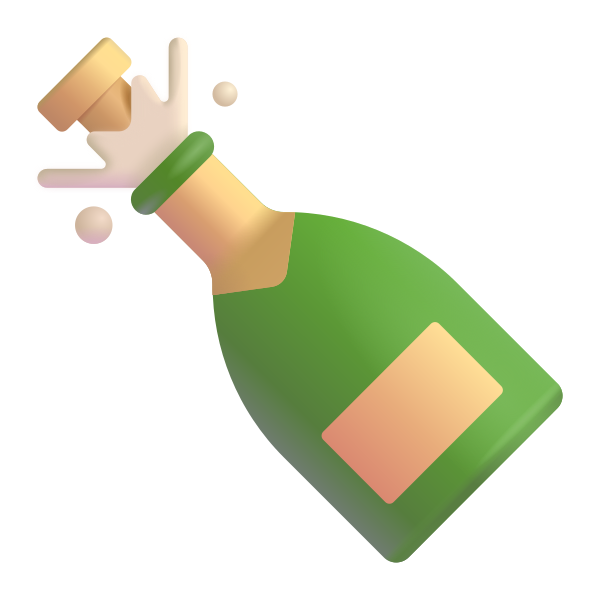 Bottle With Popping Cork Color