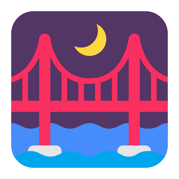 Bridge At Night Flat Vector
