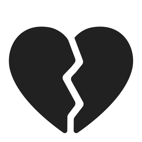 Broken Heart High Contrast Vector