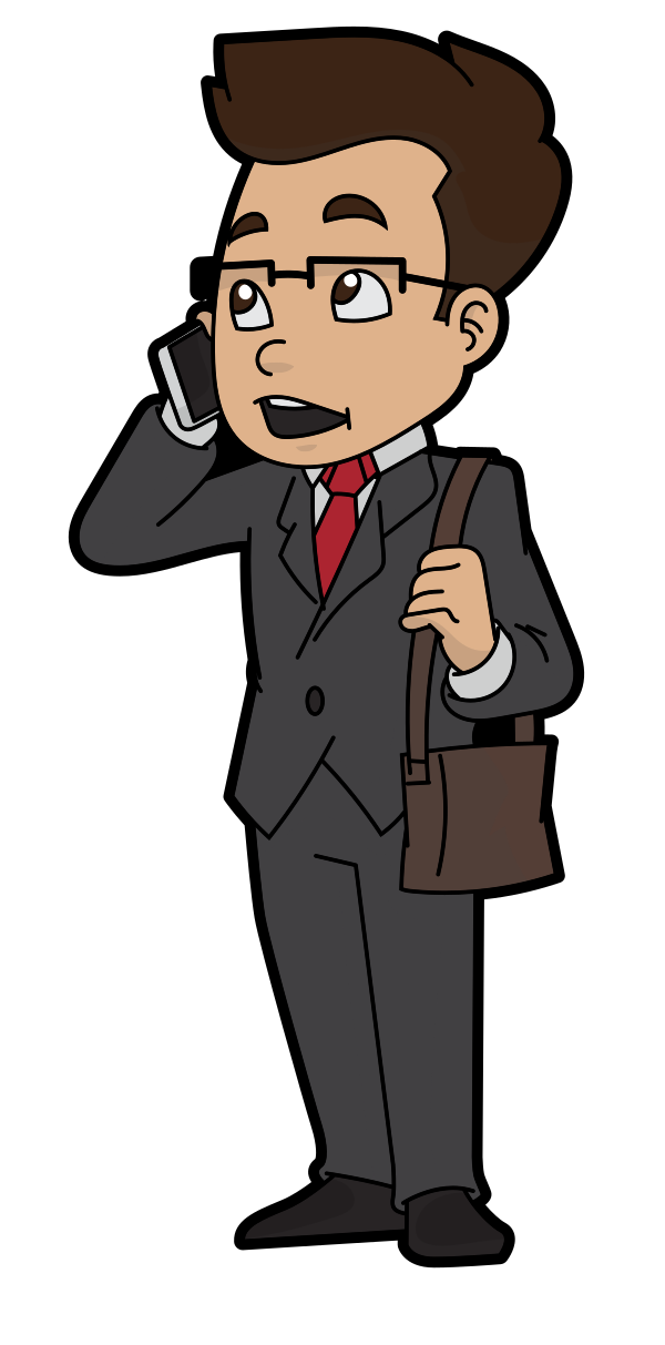 Cartoon Businessman Speaking To A Client On The Phone