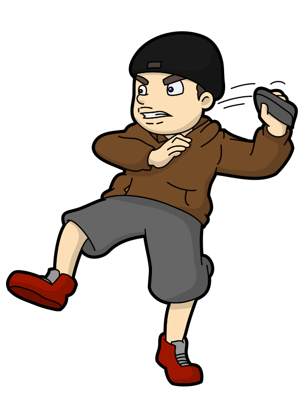Cartoon Guy Throwing His Empty Wallet In Anger