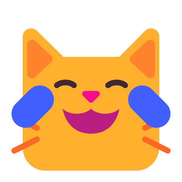 Cat With Tears Of Joy Flat Vector