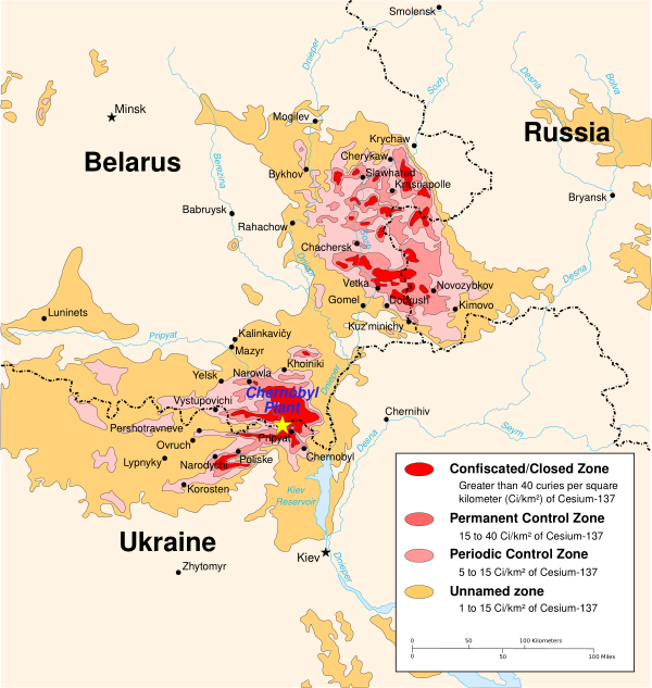 Chernobyl Radiation Map 1996 Vector
