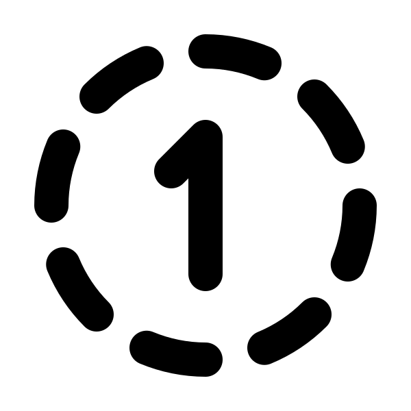 Circle Dashed Number 1