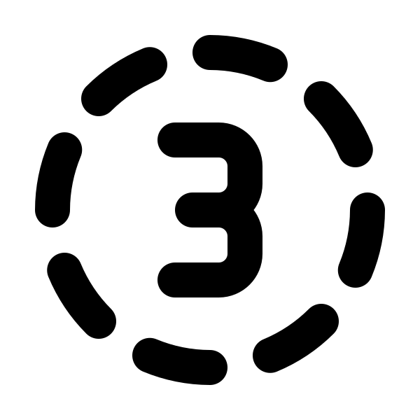 Circle Dashed Number 3