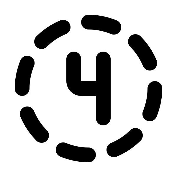 Circle Dashed Number 4