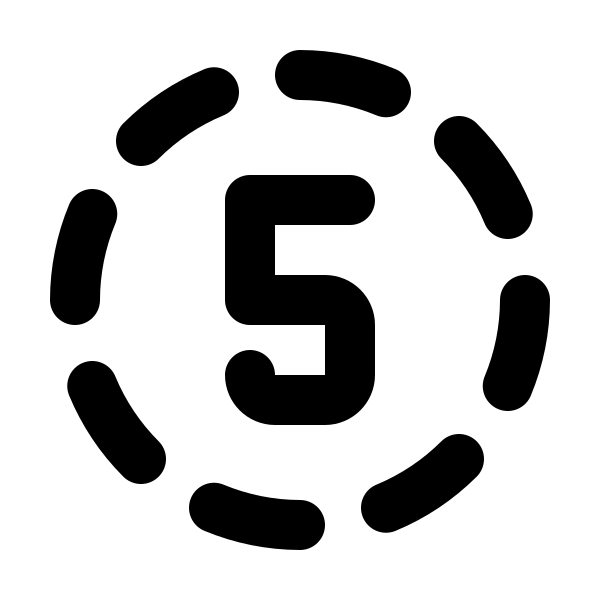 Circle Dashed Number 5