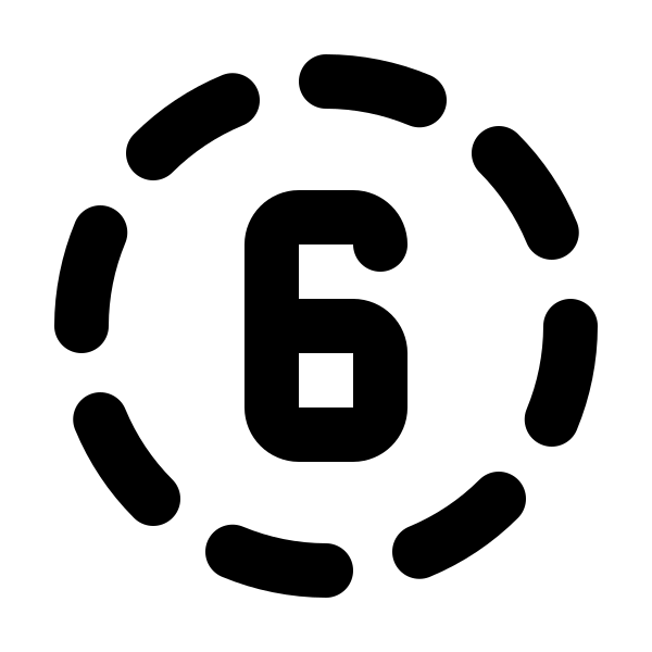 Circle Dashed Number 6