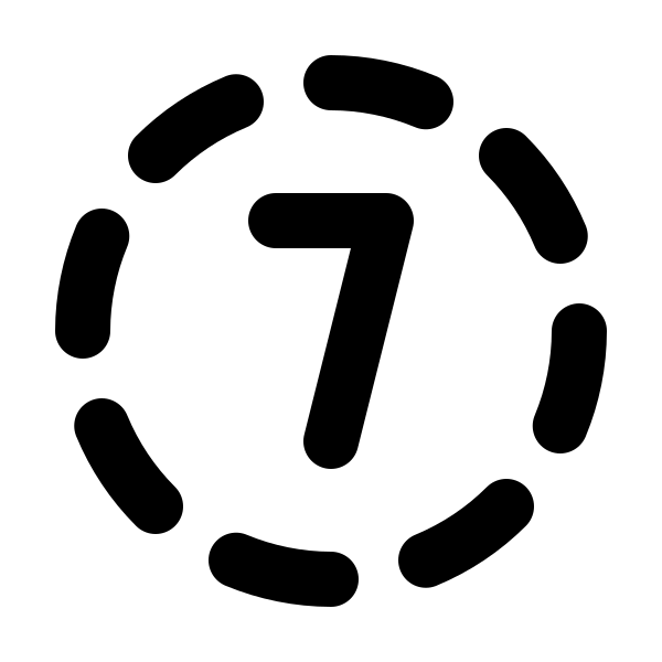 Circle Dashed Number 7