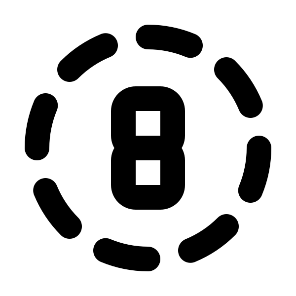 Circle Dashed Number 8