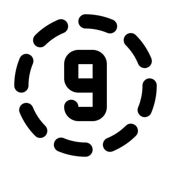 Circle Dashed Number 9